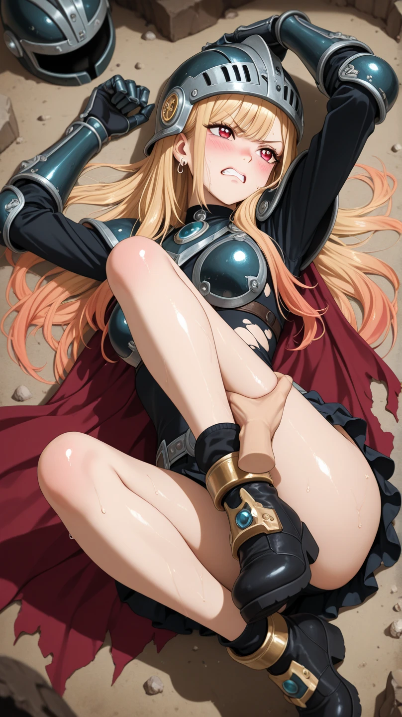 ((highest quality))、((very detailed))、((detailed eyes、deep eyes))、fanny packing、1 girl、anime style、(satella、serious、(blonde hair)、long hair、cowboy shot、red dress、brown cross lace shoes、cleavage、blackいリボン、clothing clippings、juliet sleeves、black_thigh strap),heterosexual、penis、breast、nipple、sex、swelling of the stomach、vagina、1 boy、hair band、testis、nude、非常にlong hair、big insertion、restrained、巨大なpenis、solo focus、blush、raise your arms、pussy、大きなpenis、to be tied up、big breasts、armpit、(monster:1.5)、grit your teeth、bondage、Sweat、Lock、size difference、後ろからのsex、bondage、(lactation through clothes:1.1),nipples standing,(nipples peek:1.4)、(nippleが見えている、big areola),(big breasts:1.3、shiny skin:1.5、blush),(dark underground dungeon、Underground prison),(cum overflow)