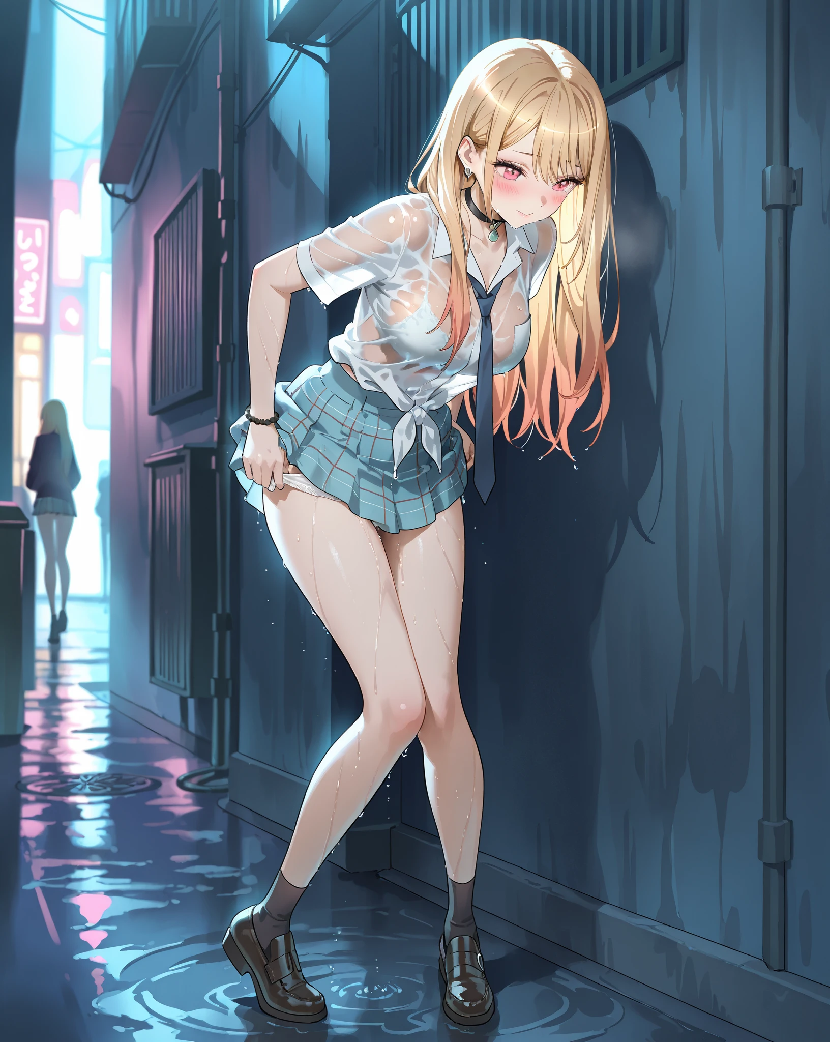 Cinematic lighting、Highest quality、Photo taken from outside a public telephone、Girl in a public phone、(Kitagawa.marin)See-through panties、high school girl、Leg spread、orgasm、Torn 、Sweaty、Sweat、Sex、A man stands near a girl、(Putting a man's penis into a vagina:1.4)、fuck、Putting dick in vagina、Insert、nsfw、(Rubbing huge breasts:1.2)