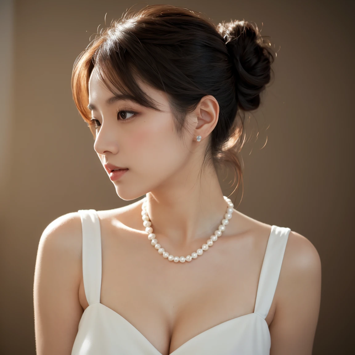 (Highest quality, Flying debris, Realistic photos, Very detailed, Ultra-high resolution, to be born:1.3), (1 female, Beautiful Japanese actresses, 2), (A shy smile), Detailed face,Flashy makeup using red eyeshadow,Large ring earrings,Light blonde delicate medium cut hair,The tips of the hair are wavy,Elegant hairstyle,Beautiful Eyes, Slender actress,Small breasts, (mini skirt dress), ( From beh de d), A glimpse of white panties,
