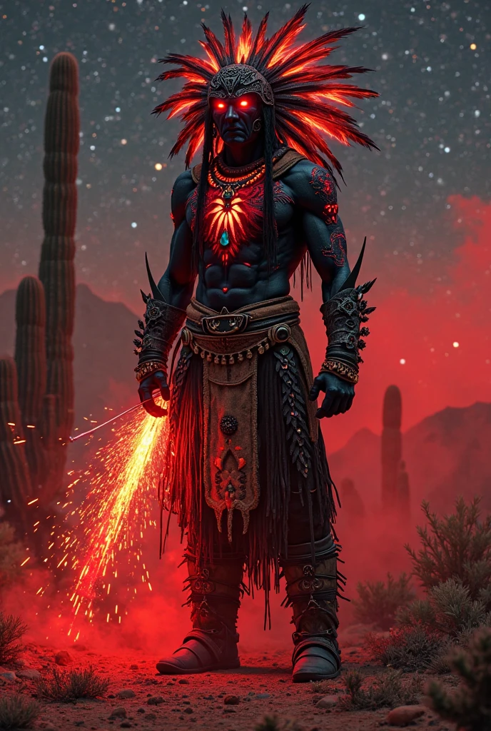 Native indian apache with modern digital style