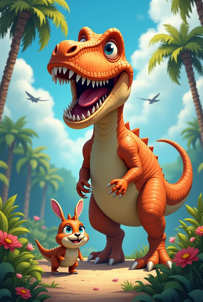 Draw a tremendously happy dinosaur