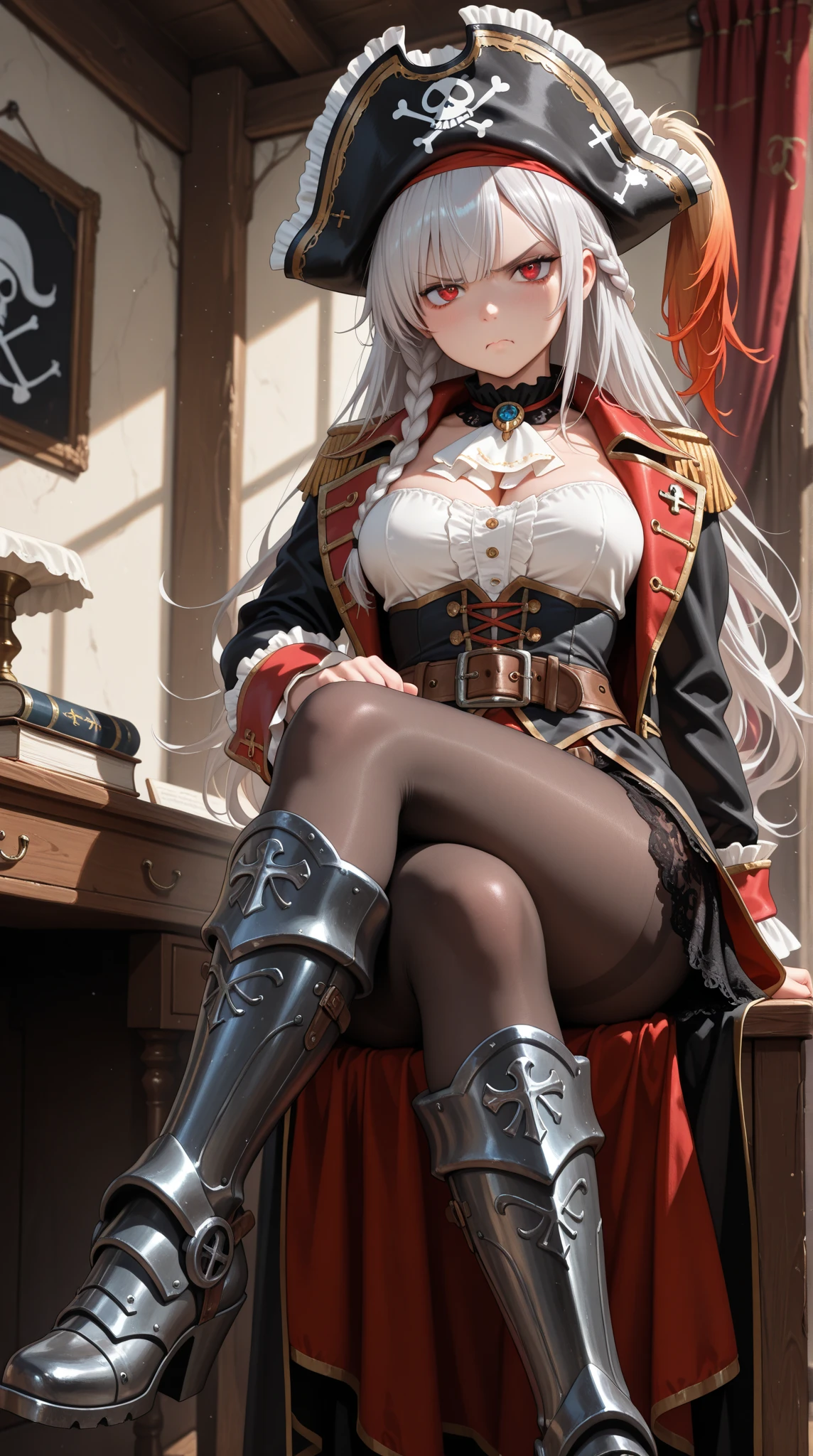 There is a woman sitting on a chair in the room, seductive anime girls, beautiful attractive anime woman, guweiz on artstation pixiv, anime goddess, guweiz on pixiv artstation, Squatting anime beauty, Popular topics on cgstation, A masterpiece by Guwitz, Anime Barbie wearing white stockings, elegant cinematic pose, 8K high quality detail art