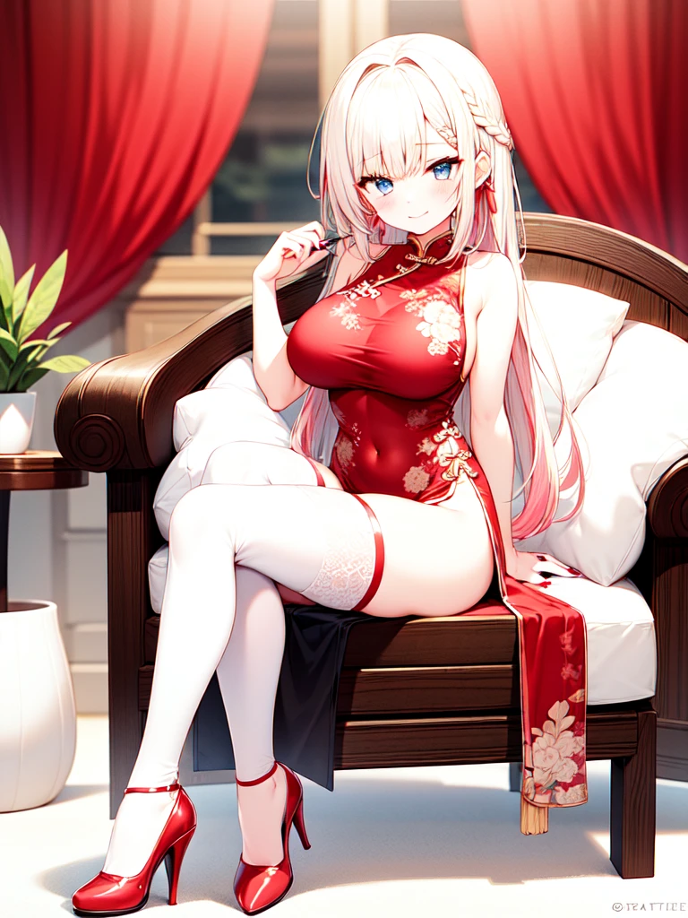 anime girl in red lingerie sitting on bed with city view, seductive anime girl, perfect white haired girl, attractive anime girl, , an anime girl, anime best girl, gapmoe yandere, oppai, teasing smile, loli in dress, anime girl, white haired deity, shikamimi, beautiful alluring anime woman, beautiful anime girl