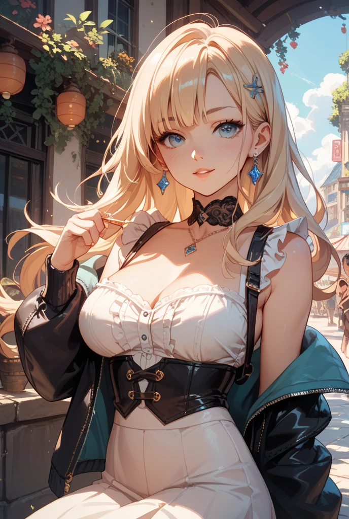 cute girl,1girl,((extremely cute and beautiful blonde haired anime girl)),((())),(large breasts:1.2),(blonde long hair:1.2, big forhead:1.2), (straight cut bangs:1.2), blonde hair, shiny hair, hairgrip, curled eyelashes:0.6,(beautiful big eyes:1.3), intricate eyes,beautiful detailed eyes,symmetrical eyes,big eyes:1.5,(apricot eyes:1.2), extremely detailed cute anime face, clear pale blush, dark brown skin, solo,🦄,🌈,kawaii,((fat)),(((lustrous skin:1.5,bright skin: 1.5,skin tanned,shiny skin,very shiny skin,shiny body,plastic glitter skin,exaggerated shiny skin,illuminated skin))),(spider lower abdomen,narrow waist,wide hip,athletic body,inflated legs,thick thighs,detailed body,(detailed face)),
cute,slutty,seductive,erotic,(nsfw),
zettai ryouiki,revealing clothing,show skin,mini skirt,(navel),(snowflake wreath),winter clothes,(((intricate outfit,intricate clothes,embroidered outfit,ornate outfit,embroidered clothes,ornate clothes))),
(dynamic pose:1.0),embarrassed,(centered,scale to fit dimensions,Rule of thirds),
((snowy pine forest)),winter,scenery:1.25,((intricate scenery)),((snow forest background)),Christmas tree,
(Glossy winter ornaments),highres,sharp focus,(ultra detailed,extremely detailed),(photorealistic artwork:1.37),(extremely detailed CG unity 8k wallpaper),(((vibrant colors,vibrant theme))),(intricate),(masterpiece),(best quality),