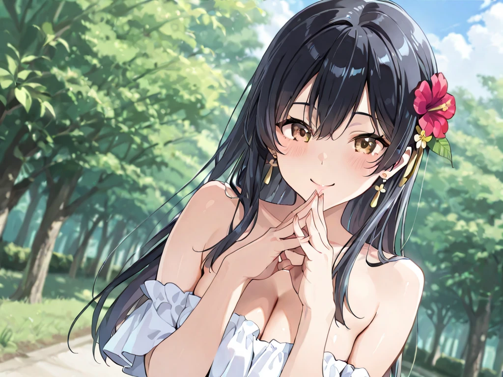 (open arms for viewer:1.5),(looking at viewer:1.5),upper body,
Realistic, real person, (pale skin: 1.2), RAW photo, photorealistic, shiny skin, shiny hair、
(A 25-year-old woman with medium-length hair and bangs) and (wavy hair) and (brown hair) and (Orange Eyes)、(white) and (T-shirt) and (v neck) 、(Cleavage:1.5)、
Tears of Joy,blush,,Midnight in the Park、Night Sky