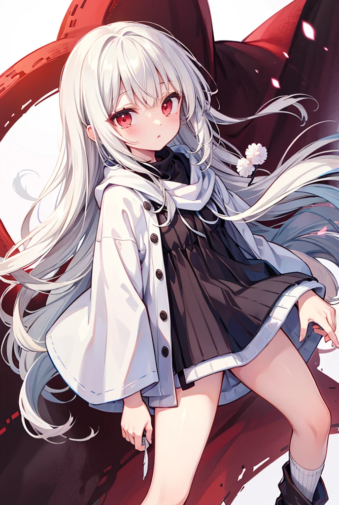 (((High resolution、highest quality)))、small breasts、(open legs)、(One woman)、(Close-up)、yellow eyes、(black thigh high socks:1.2)、Silver-haired long twin tails、white pleated skirt、embarrassing、(Show me the groin area)、under the big tree、(lift up skirt)、(adult panties:1.4)、long haori、delicate、(thin legs:1.2)、Standing in honor