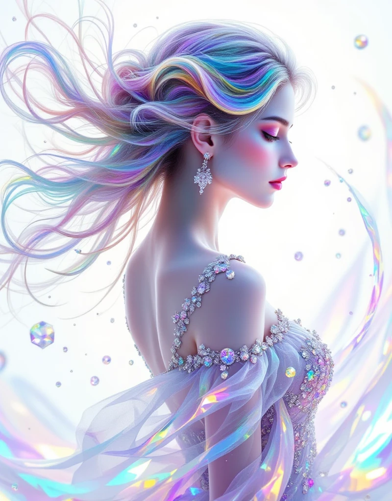 Romantic, Ultra HD, Attractive, Ethereal, Elegant, 1Girl, solo,milf, Beautiful, Flawless, Angelic, Soft Liquid Rainbow Smoke Background, Wind, Fractal Neon Antimatter Finishes, Very Detailed, Trends on Artstation, Clear Focus, Studio Photos, Intricate Details, Very Detailed, by Artgerm, Thomas Kinkade, Anna Dittmann, Gerhard Richter