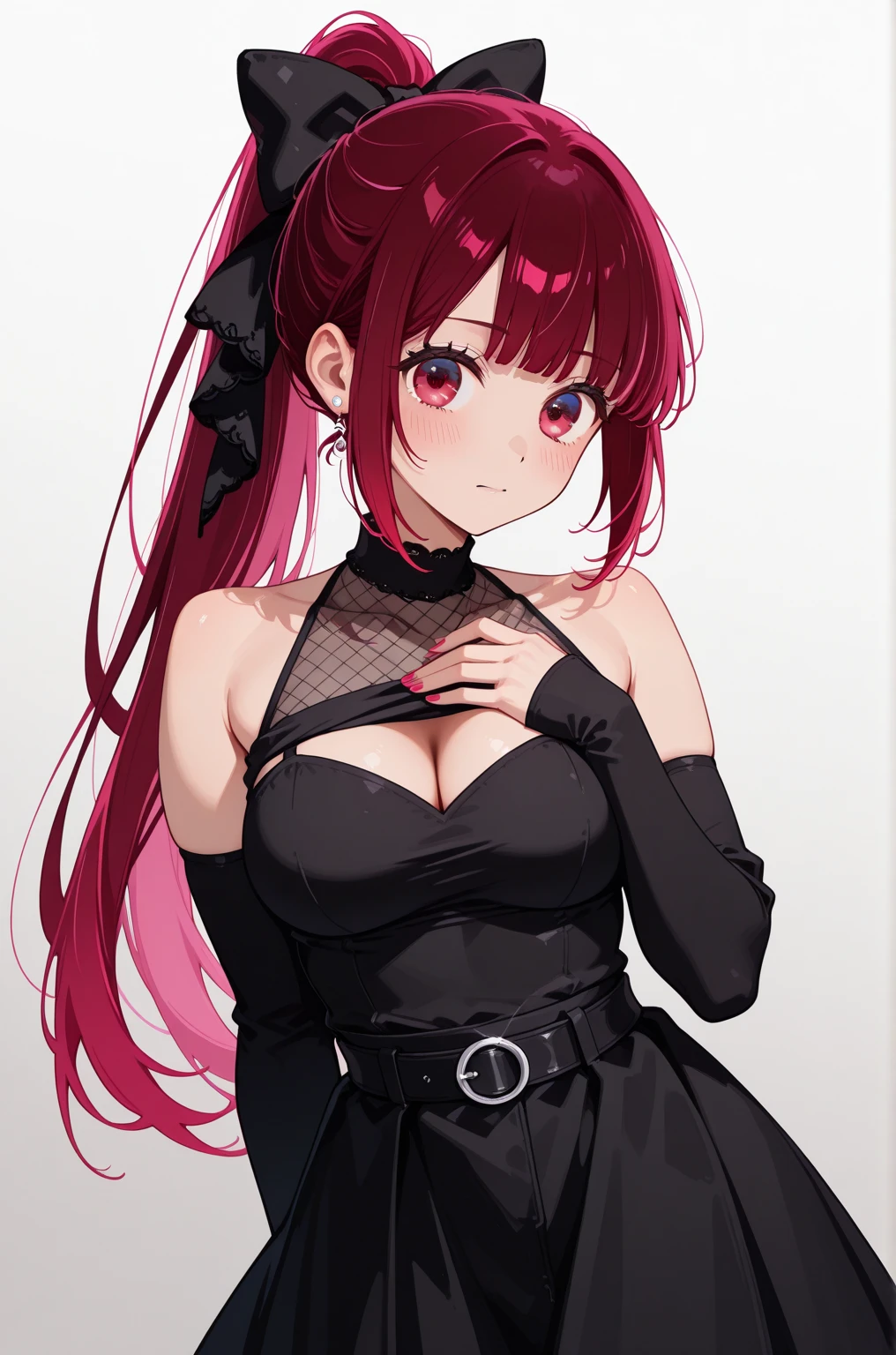 Best quality, une fille, yeux rouge, nasty look, envoutante, Threatening, tenue gothique, dressed in black, la nuit