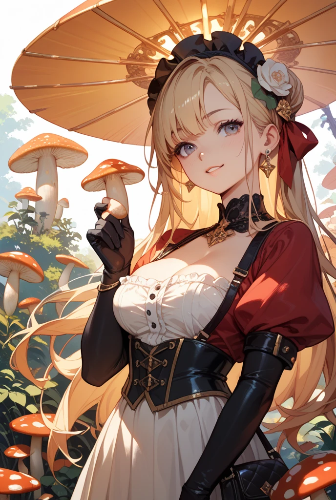 Rabbits, pigtails, small, nipple seals, huge thighs, thick eyebrows, thin waist, female brat, beautiful blonde, braids, mushrooms, mushroom costumes, mushroom accessories, simple background, (masterpiece), ((highest quality)), (super detailed), girls, (beautiful eyes)), beautiful detailed eyes, clean and detailed face, five fingers, textile shading, perfect anatomy,