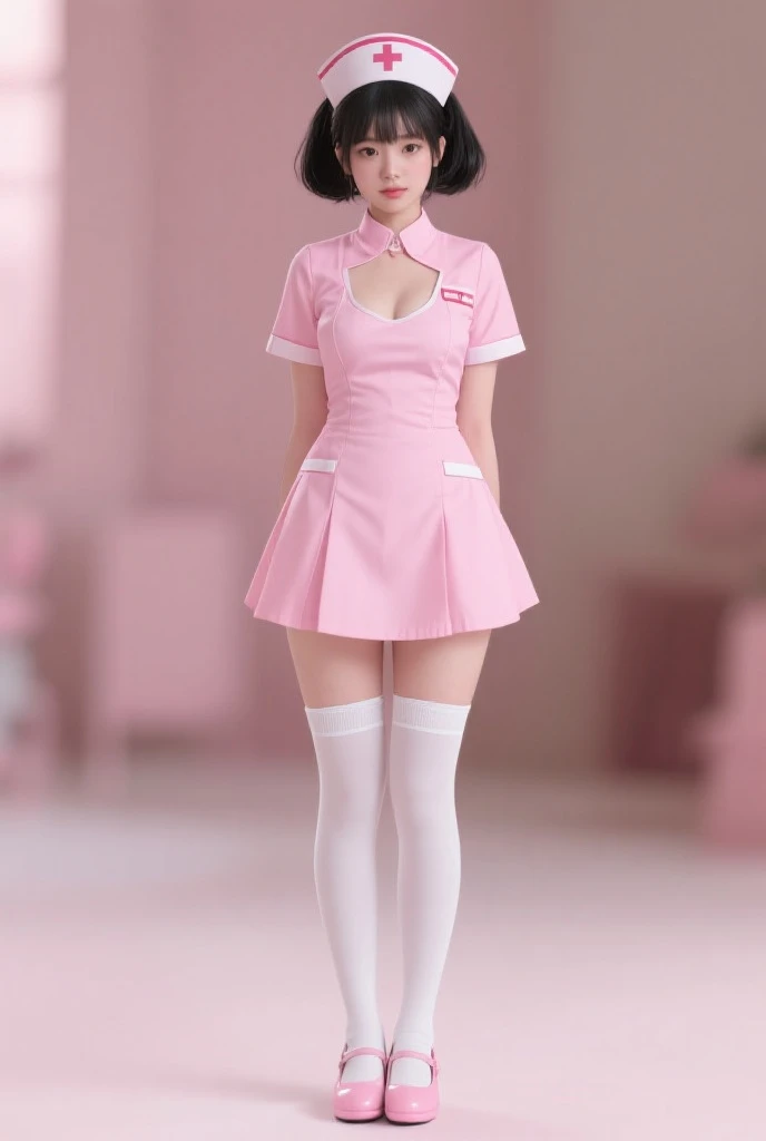 1girl, nurse, breasts, hat, lips, lipstick, long hair, looking at viewer, makeup, medium breasts, midriff, navel, nurse cap, red lips, see-through, skirt, solo, <lora:P_nurse_v1.0:1>, Masterpiece, absurdres extremely detailed, amazing, fine detail, extremely detailed eyes and face