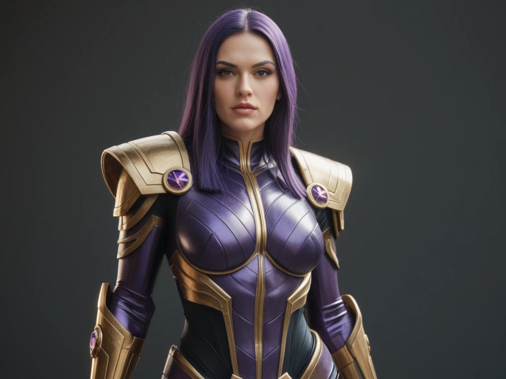 Close up of purple and gold toys, Super detailed fantasy characters, Science Fiction Characters render, detailed humanoid, Star Pathfinder Characters, Science Fiction Characters, Science Fiction Characters, humanoid character, very detailed character, Color Rendering, 3D Rendering Character Art 8K, Alien Armor, safi'jiiva armor, Marmoset Rendering