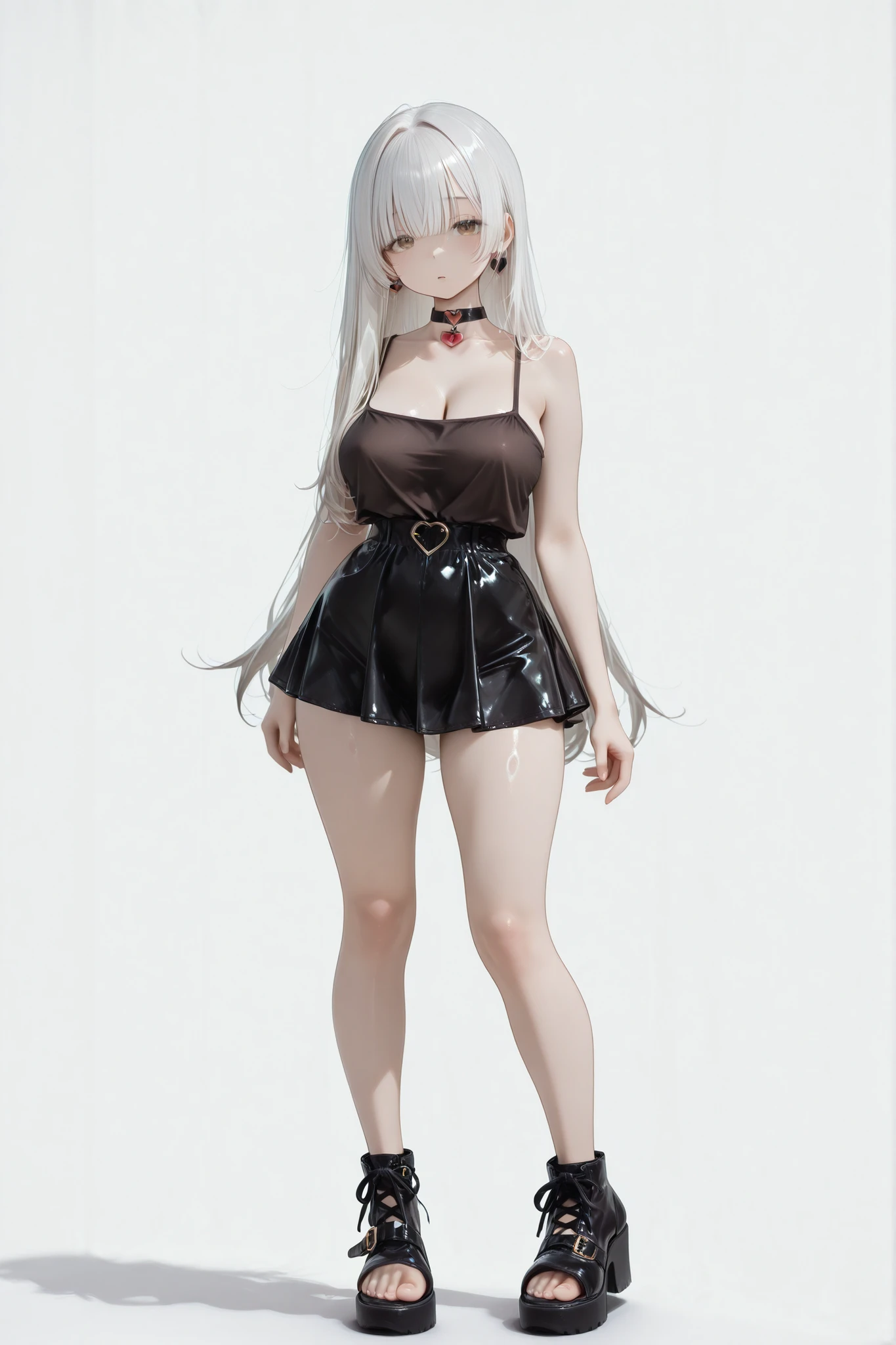 [white color:blue:0.65] theme，master-piece，standup，A masterpiece of a mature woman，Detailed visual art，（Detailed eyes：1.3），Blue eyes，Long silver hair，eyeshadows，Elf ears，fcollarbone，Royal Queen，elegantly，White corset underwear，Bare shoulders, Big tits:1.3, Open crotch, Thigh seams, groin, Long boots，[NSFW|Uncensored], (background simple:1.1) , Low wing,The whole body