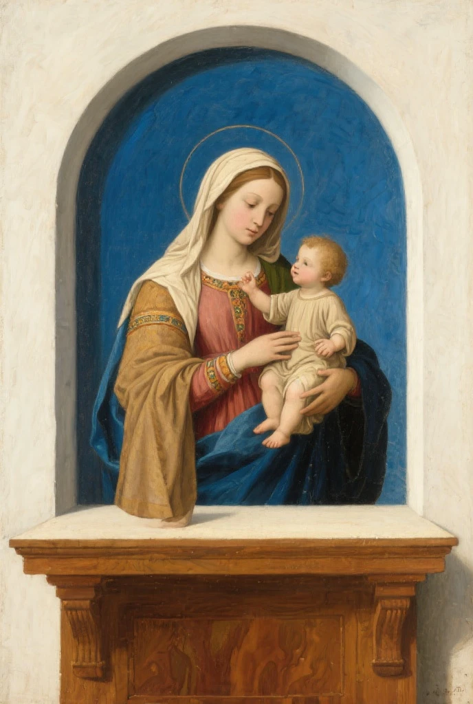 [portraite of a:Madonna and Child, in the style of Titian:16]:[Rich landscape, New Testament, Palestine, Sundown, Renaissance, 1st century, ((Стиль Albrecht-Altdorfer, Andrea del Sarto))], The Right Parts, ((warm colours)), ((Allegory of motherhood)), hyper-detailing, Deep drawing, fine details