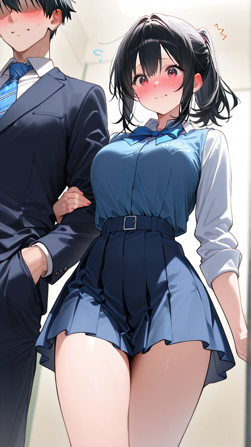 train、A man molesting a high school girl、Troubled face、Wet 、Holding the skirt