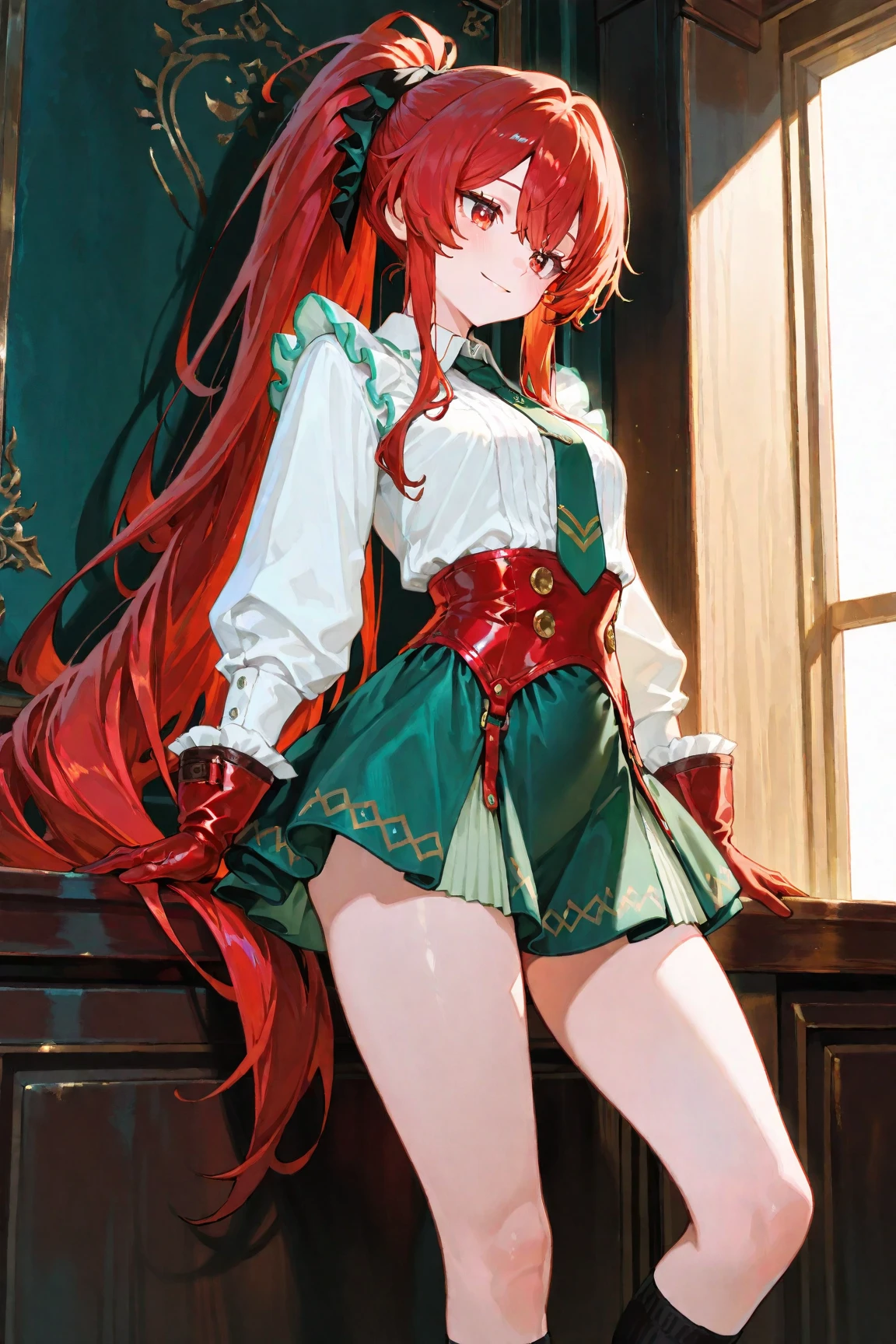 The shy face turned red, and the girl squatted with her legs open to expose her panties