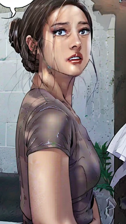 1 girl, Only One, (((Wet white shirt)))), ((no-good))))), exposed shoulders and entire navel, , ((((Retrato de Emily rudd)))), almost completely naked, NSFW, long and wet white t-shirt, (((private details delicate)), (((abandoned place, muck, land, dust, haze, natta, chilly, icy, dampness))))large breasted, (wet clothing showing the skin underneath), (Caucasian skin), pale skin, big green eyes, swollen breasts, portraite, professional quality, high resolution, perfect contrast, The lighting, perfect composition, Waifu, perfect skin, perfect hands, perfect fingers, perfect shaped breasts, perfect hair, face perfect