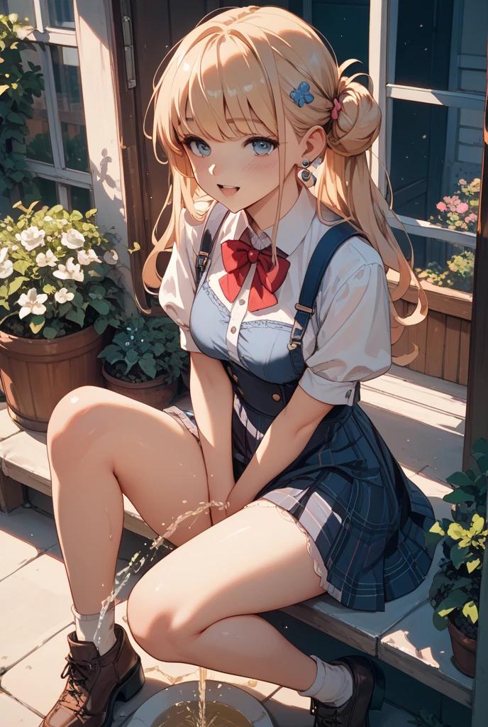 absurdres, absolutely resolution, incredibly absurdres, high res, high sharpness, ultra detailed, official art, unity 8k wallpaper, clear shadows
BREAK
1 girl, soro, twintails, bow, cardigan vest, short sleeve shirt, plaid skirt, over black legwear, loafers, smile, Sexual girl, Dressy styles that are glamorous and pretty, with an emphasis on cuteness, pop designs