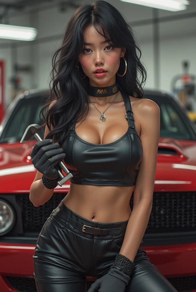 ((21-year-old))), black girl, (((light skin))), (((full body pose))),  (((long curly black hair))), (((no bra, wrapped in chains, boots, guns))), (((black fishnet bodysuit))), (((submissive))), (((metal choker))), (((post apocalyptic scene, old cars, fire, death))), dark fantasy, (((thigh gap with cameltoe))), Rich, Deep Colours, (intricate details:0.9), (HDR, hyper-detailing:1.2), (natural skin textures, hyper realisitc, glistening skin, soft light, Sharp),
