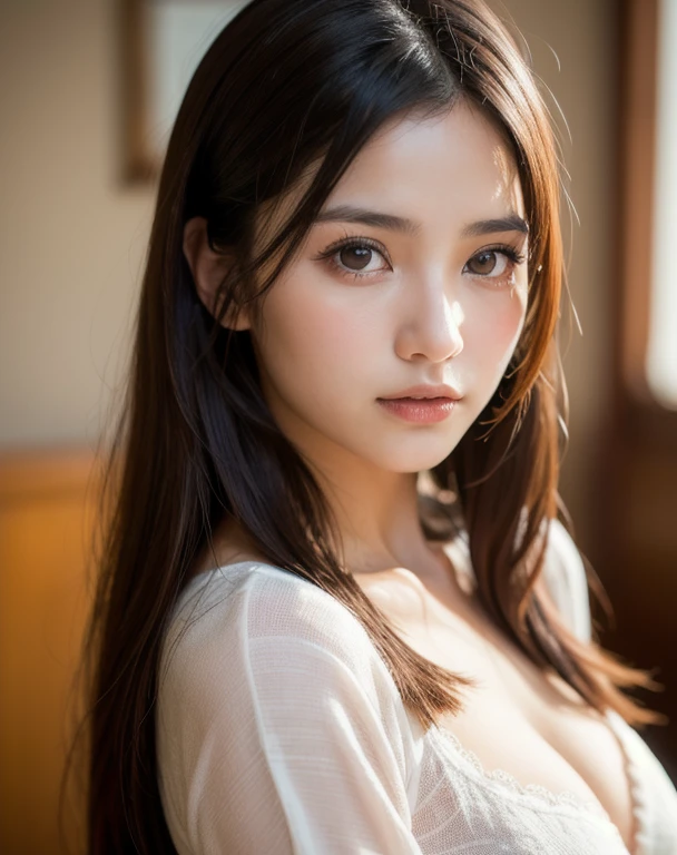 best quality, face focus, soft light, ultra high res, (photorealistic:1.4), RAW photo,
1japanese girl, solo, cute, (pupil, lights in the eyes), detailed beautiful face, (),(high resolution detail of human skin texture),
(long hair),
indoor,
Damask Shirt Dress,
(portrait)