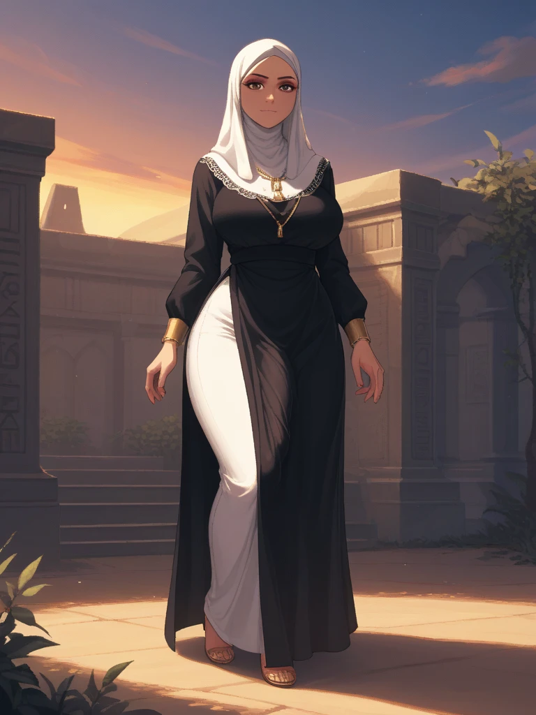 2d, masterpiece, best quality, anime, highly detailed, hijabi, highslit, cleavage , casual, laughing