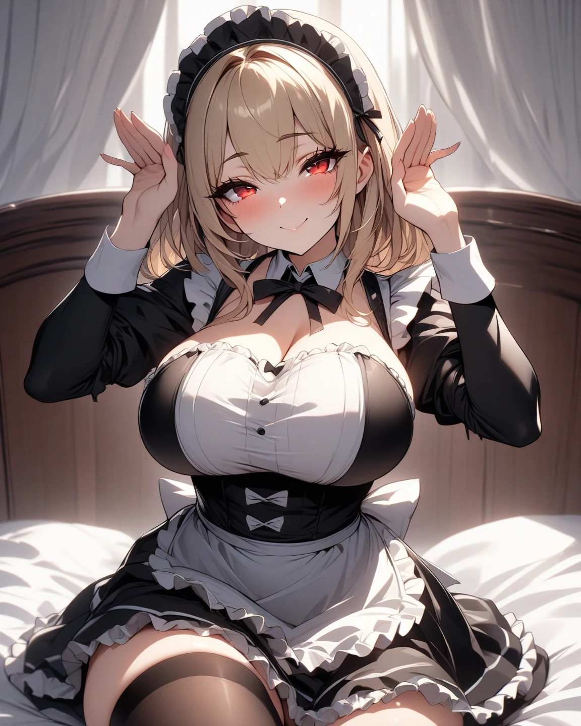 1 girl,Soloc,Kneeling,micro Bikini,masterpiece, best quality, very aesthetic, absurdres,maid frill bikini,Heavy Breathing,open mouth,looking at viewer,breast,tan,bare shoulder,oral infection