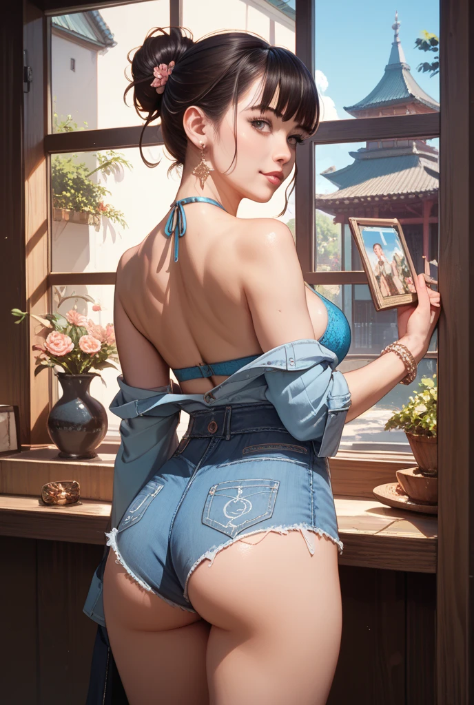 ulzzang-6500-v1.1, (Raw foto:1.2), (Photorealistic:1.4), Beautiful detailed girl, very detailed eyes and face, Beautiful detailed eyes, Ridiculous, Unbelievably ridiculous., huge file size, A highly detailed, high resolucion, Very detailed, Best Quality, Masterpiece, Chemomimi, (((JK )), Illustration, Very detailed, BAPV, integrated, 8K wallpaper, amazing, Fine details, Masterpiece, Best Quality, Highly detailed YTD uniform 8k wallpaper, light on the face, Cinematic lighting, 1Girl, 16yo, ((No bra)), ()), ((Dynamic Pose)), (camel toes), (half), (Pantyhose), holding a fan