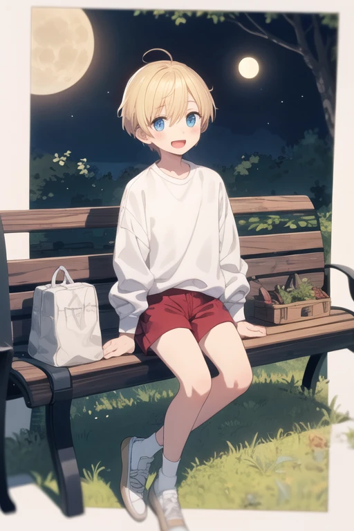 This person is sitting on a bench in a park late at night