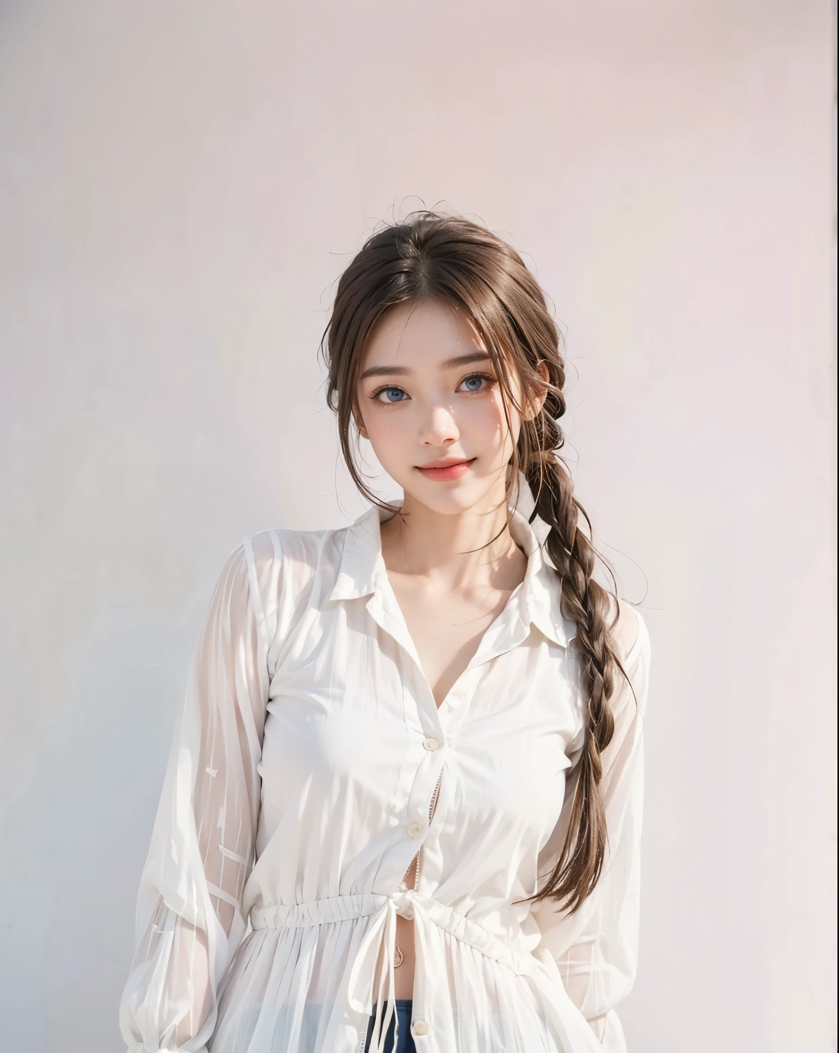 Highest Quality, masterpiece, Ultra High Definition ,8k, Ultra High Performance HD 8k Camera Shooting,long hair,High Style,sexy look,Movie Lighting,Detailed Skin Gloss,)),Fine Skin Texture, that seem to stick out of clothes,soft textured ,(realistic:1.6), ((blue eyes)),((radiant smile)), RAW Photo,1 person,Adult Female,((Looking up at the audience)),pretty face