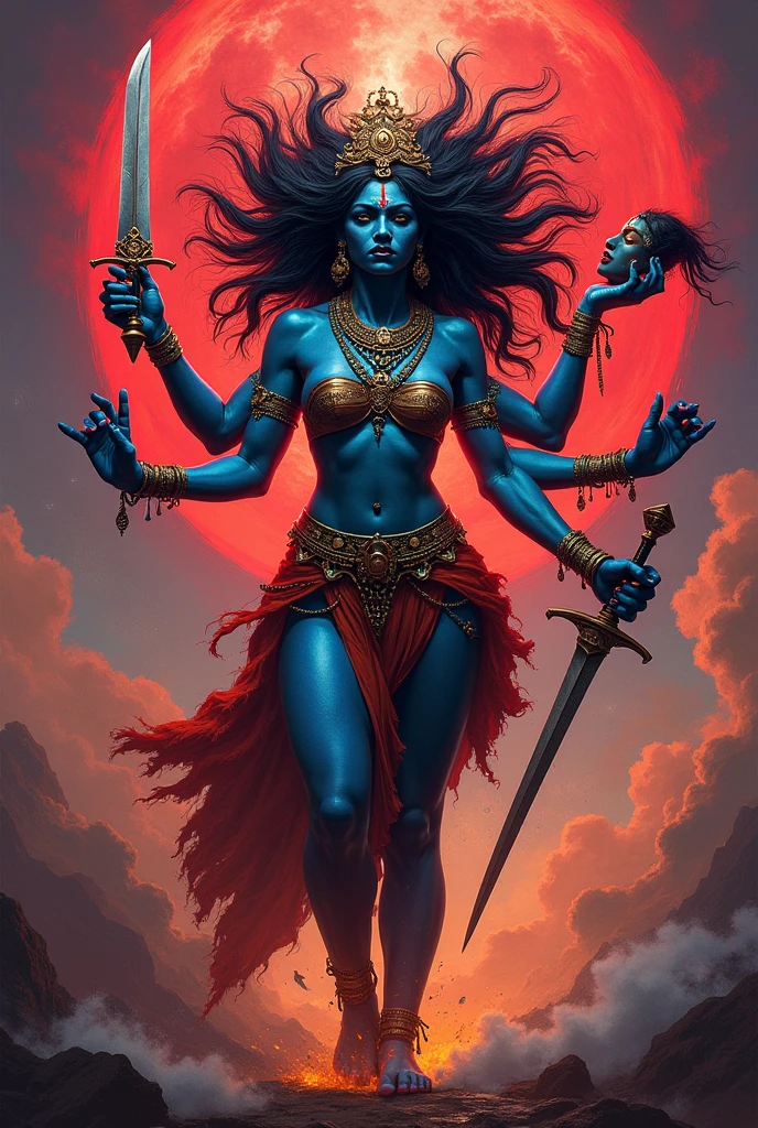 Goddess Kali is one of the most prominent and powerful deities in Hinduism, often associated with destruction and transformation. She is typically depicted with a fierce appearance, dark skin, wild hair, and multiple arms, each holding various weapons and symbolic items. Kali is known to wear a garland of skulls and a skirt made of severed hands, which symbolize her connection to death and the cycle of life.
Kali embodies the concept of Shakti, which represents divine feminine energy and power. As a goddess, she is revered for her role in destroying evil forces, ignorance, and ego, making her a powerful force for transformation and liberation. She is often depicted standing on the body of Lord Shiva, representing the union of masculine and feminine energy.
Kali is worshipped in various forms across India and is particularly popular in West Bengal, where the festival of Durga Puja includes her worship. Her followers celebrate her as a protector and a mother figure, emphasizing her nurturing aspects alongside her fierce nature.
Devotees of Kali often chant mantras and offer prayers to her for strength, courage, and protection against adversity. She represents the power of time, change, and the inevitability of death, reminding her followers of the impermanence of life and the importance of facing their fears. Kali's complex nature makes her a profound symbol in spiritual and cultural practices.