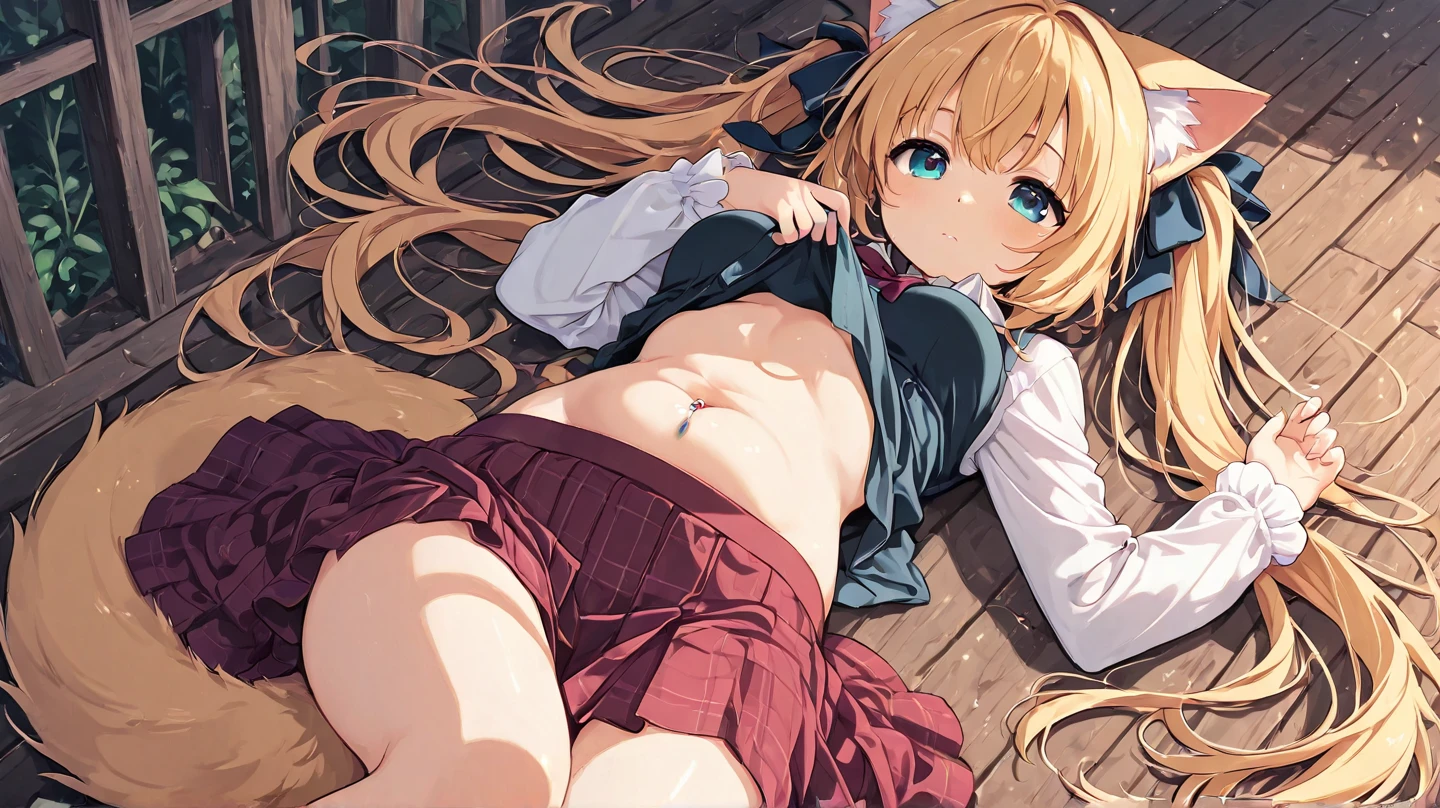 Official art,(Highly detailed CG Unity 8K:1.5),Perfect litthing,colourfull,Bright Front face Illuminating,(Skindentation),(from a_Below:1.5),
(Master Pieces:1.5),(Best Quality:1.4), Super Hi-Vision, super detailing, Sweat,(annoyed:1.3),
Photo Shot,hight resolution,(absurderes:1.2),Kodak Portra 400,film grains,Background blur,(vivd colour:1.2),
(cowboys_shot:1.4),during daytime,Sunsight,(Asuna Yuki:1.5),(Skirt lift:1.3),showing pantie,
(Orange Eyes:1.3),partedbangs、perspiring、length hair、(light orange hair:1.5),(Solo:1.5),(neat figure:1.5),(Spread your legs apart:1.3),
(a 1 girl:1.5),18year old,High school students,Beautiful Finger,beautiful long leg,Beautiful body,Beautiful nose,Beautiful character design,Perfect eyes,face perfect,Beautiful hair,Sweat,Animated, Panties, (Wet clothes,Exquisite cloth,beautifully detailed eyes), (Portrait),(School uniform:1.5),(Light Yellow Blazer:1.5),(Cardigan:1.5),Jacket, Long sleeves, (Dark Blue Pleated Half Skirt:1.5), (White shirt:1.2),
(lovly、Large breasts:1.5)、(Beautiful face:1.5)、(narrowwaist)、delicate patterns、intricate detailes、an anime girl、A seductive anime girl、beautiful alluring anime woman、Beautiful charming anime teen、Smooth Anime CG Art、Beautiful anime girl、charming anime girls、The best girls in anime、beautiful anime woman、oppai、Ecchi anime style、lascivious,Exquisite cloth,Ren Hao、Lace-trimmed legwear、delicate patterns、intricate detailes、red blush、shinny skin、oestrus,(Black stockings:1.3),(Style image of woman wearing school clothes and showing black underwear:1.5)、A seductive anime girl、Small curved loli、Smooth Anime CG Art、beautiful alluring anime teen、photorealistic anime girl render、beautiful alluring anime woman、animesque,Soft lighting、Beautiful anime girl、charming anime girls、Perfect body with realistic shading、