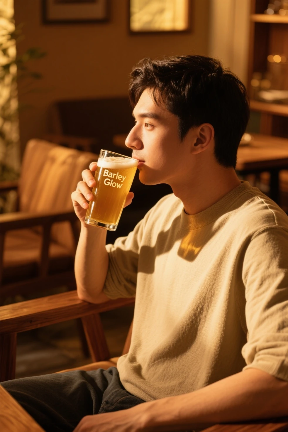A man drink alcohal at the moon