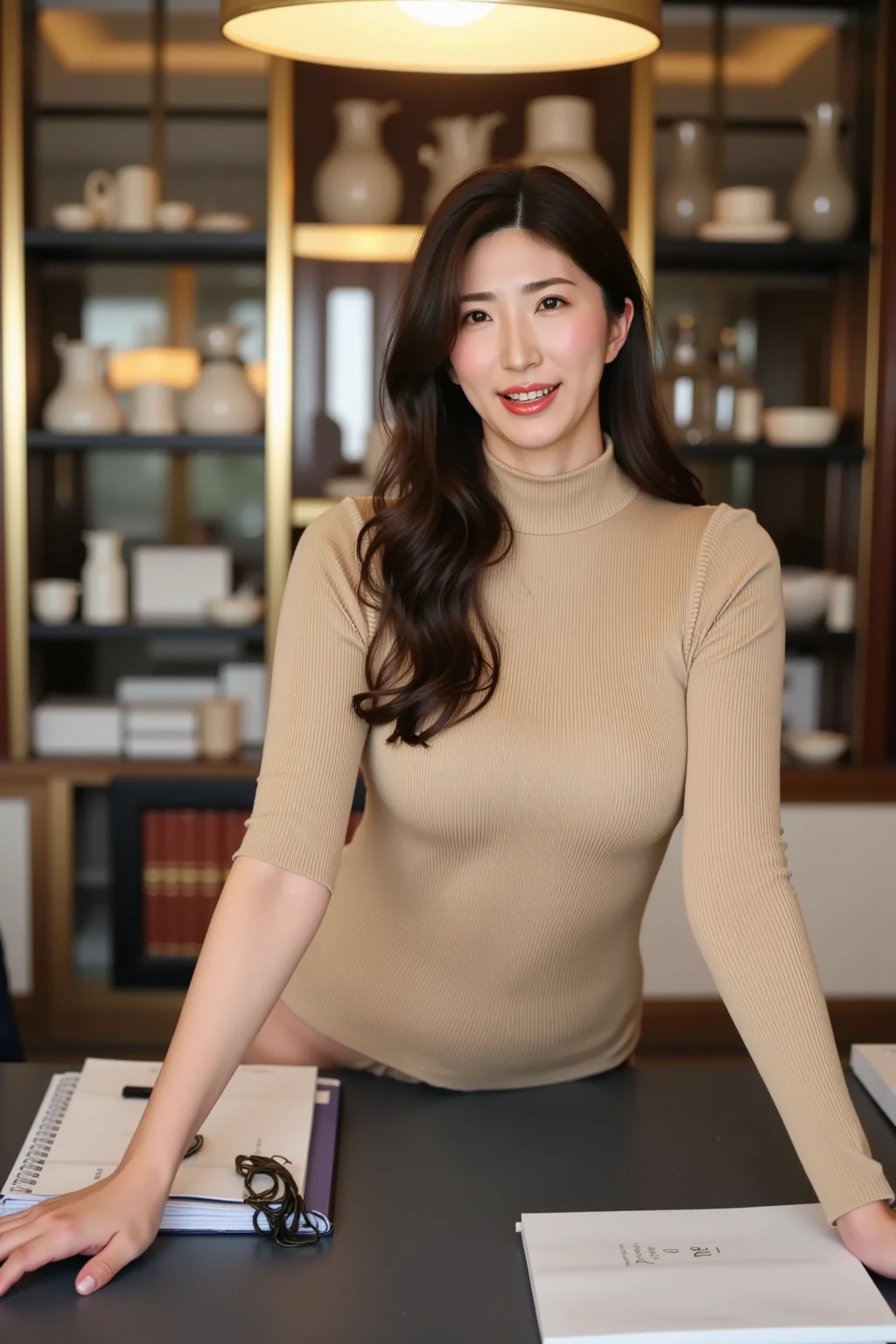 50-year-old woman、Japanese、Classy sex appeal、sexy、Transparent skin、Perfect Lighting、Beauty、Radiant Skin、Transparent beauty、8K High Resolution、Beauty in natural light、High resolution、Photorealistic、Fair skin、Masterpiece、Moist eyes、Saggy udder、Gravure quality、smile、Building district、office lady、Wearing a business suit、walking、pants suit、