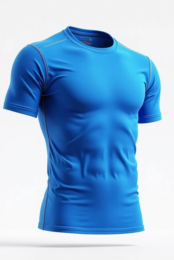 Electric blue sports t-shirt, with green and yellow highlights 
