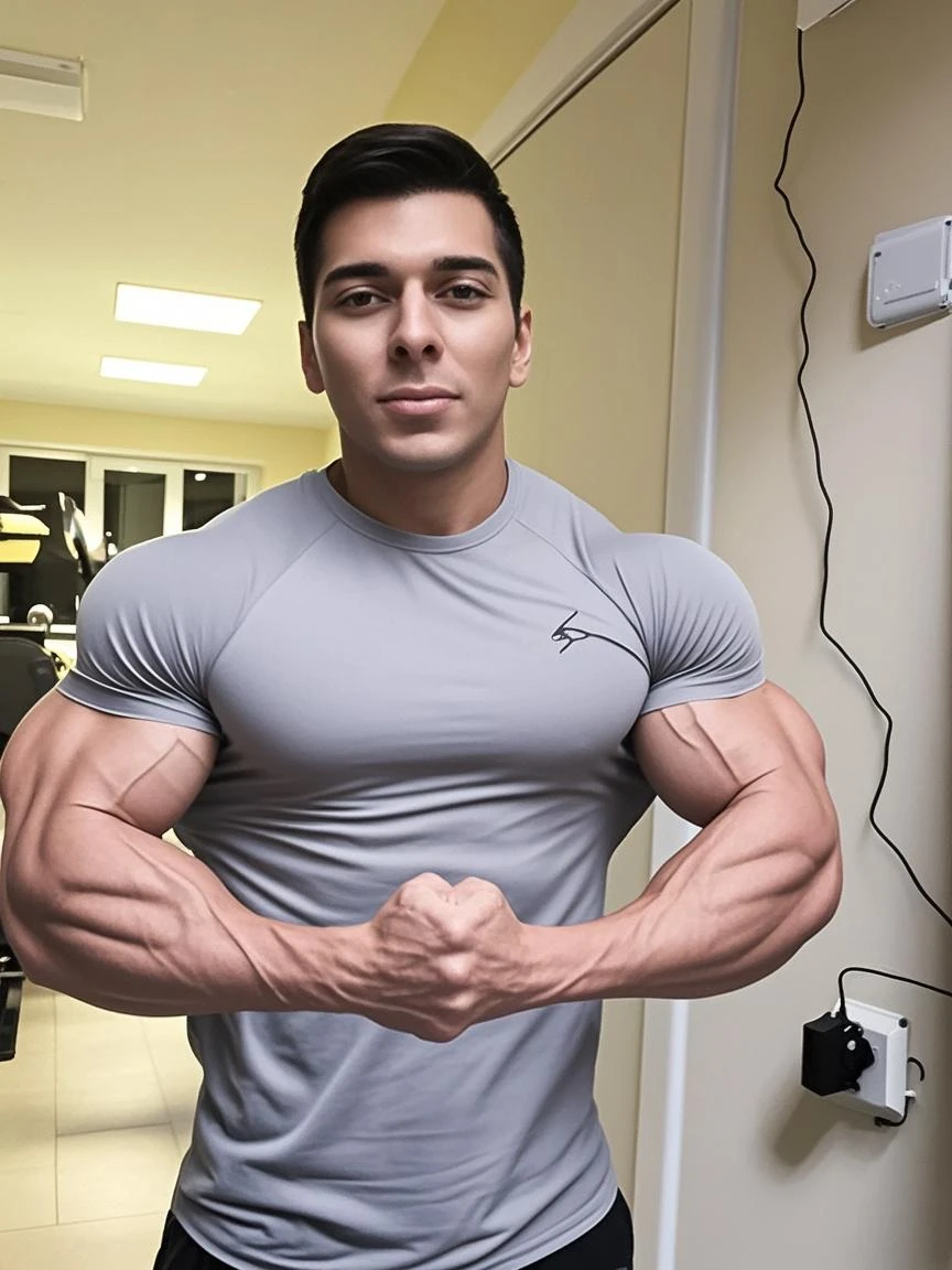 Handsome arabe muscular man beard, strong and muscular legs, big lump, artwork,, super sexy in casual pants and caqui polo shirt with blackstripes 8k ultra realistic masterpiece great detail next to a font super muscular , sexy , en el egante jardín de palacio, 40 años de edad , de perfil , con los brazos arriba