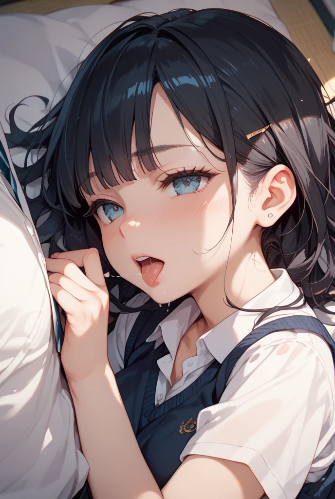 A high school girl with short black hair and a great figure has intense sex in the classroom。Screaming in ecstasy。 The whole body is soaked with semen。Being facialized。High resolution,masterpiece,Highest