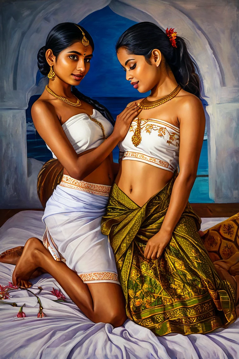 Looks like Anushka Shetty, Masterpiece, Best quality, high clarity eyes, critically flawless,sharp picture, Full portrait, High pixels, perfect face, perfect eyes, beautiful face, perfect hands,perfect fingers, in Peter Paul Rubens style, by Peter Paul Rubens, baroque style, acrylic on canvas, highly detailed, description: "Create a nymph inspired by the tales of Greek or Roman mythology, embodying the essence of a natural element or location, and possessing a unique ability or trait that sets her apart.", strapless Bra of ancient times, strapless bralette, armpits showing, detailed armpits, ravishing beauty queen,