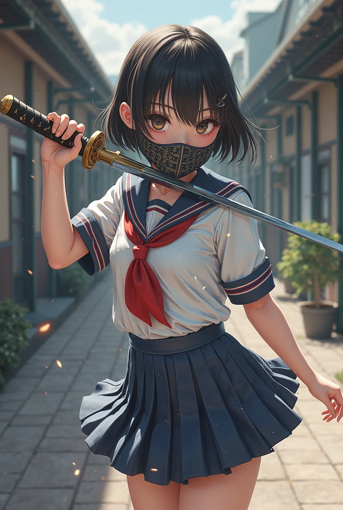 Cat Cat耳 黒Cat Girl Sailor suit knife 日本knife sunglasses cute Lolita Gothic Lolita