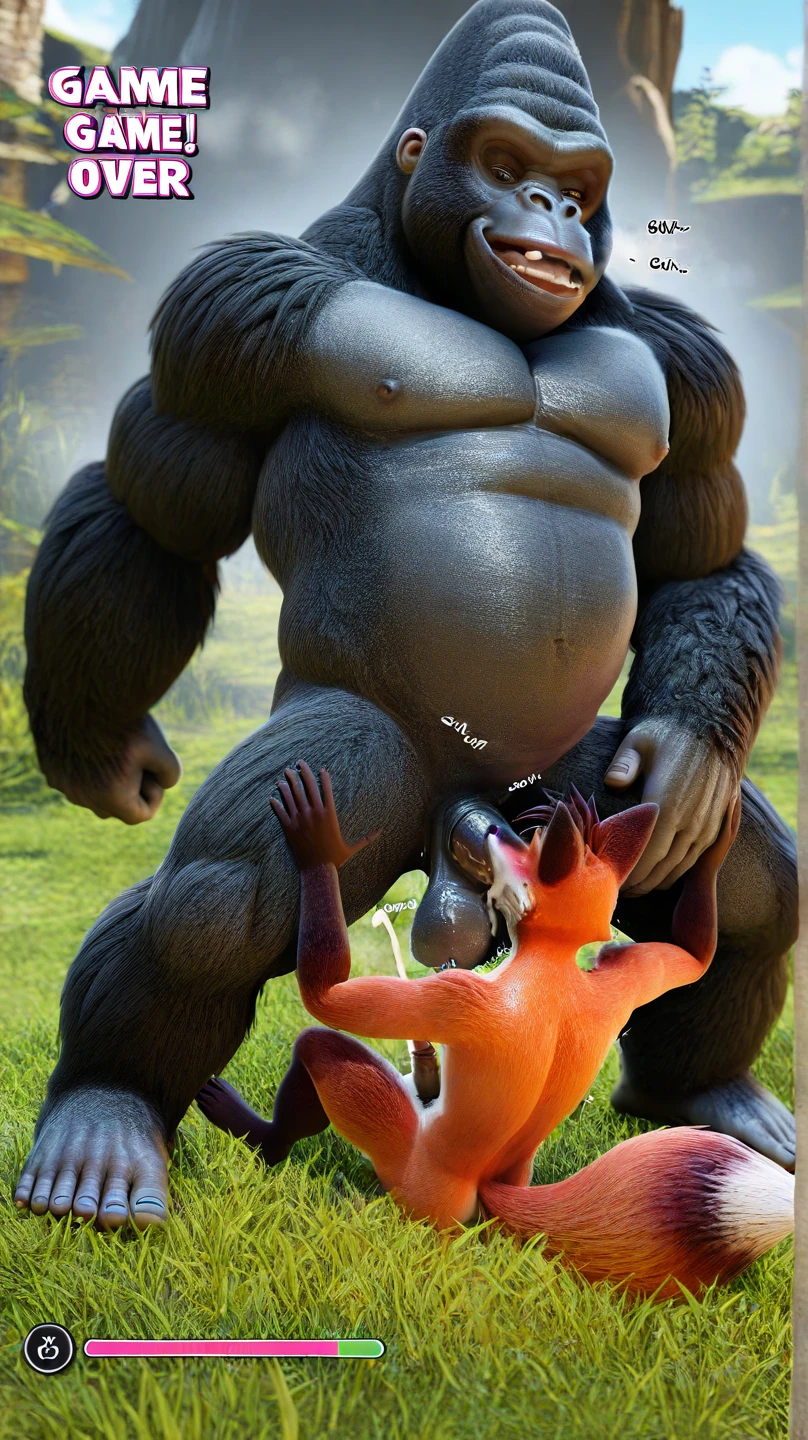 Princess Merida getting fucked in the ass by a futa black bear with huge breasts and a huge cock, brutal sex, screaming