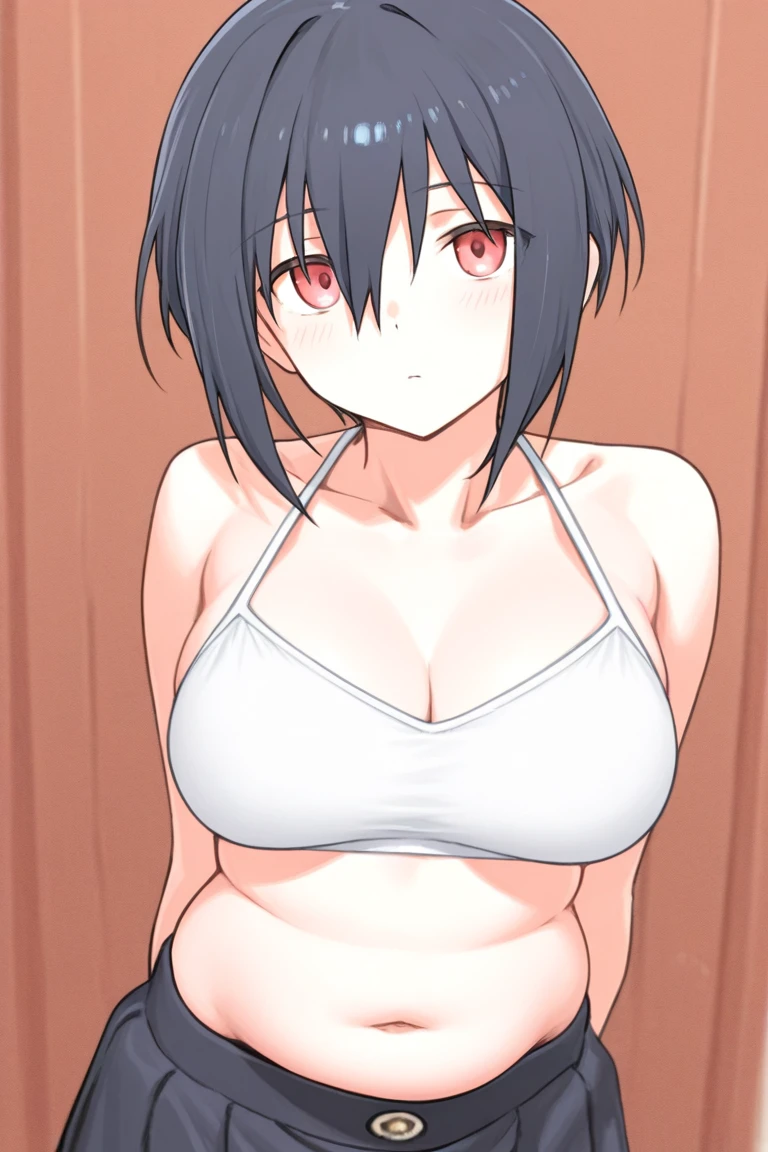 アニメ,Suguha Kirigaya,Viewed from the front,(Highly detailed face),1female,(painful:1.5)crossed eyes,(rolling eyes),open mouth,(tongue out),(crying),short hair,(red micro bikini),breasts,covered nipples,slim body,slim waist,