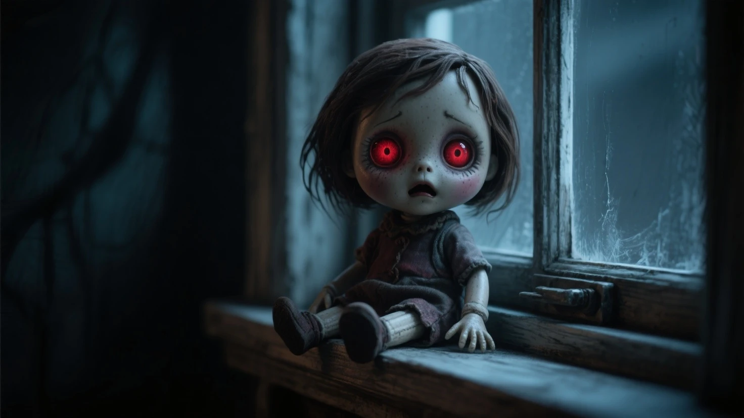 Title: Chucky's Enigmatic Night Stroll - A Tim Burtonesque Illustration
Basking in the ethereal moon glow, Chucky, the notorious doll, emerges from the shadows of an eerie, fog-laden street. His creeping presence is a testament to Tim Burton's signature style, where the grotesque and enchanting come together in perfect harmony. defeating their enemies.
The once-adorable porcelain face of Chucky has been marred by time, revealing cracks and fissures that give the doll an ominous, yet oddly endearing, charm. His distorted, oversized eyes, hollow
