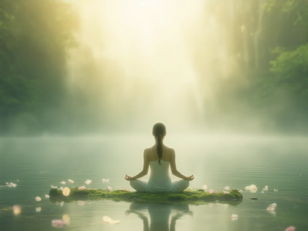 a man in a pond with lily pads in the water, in a pond, standing in a pond, floating in a powerful zen state, nymph in the water, sitting in a reflective pool, floathing underwater in a lake, sitting at a pond, in water up to her shoulders, the hair floats on the water, in a lake, in the water
