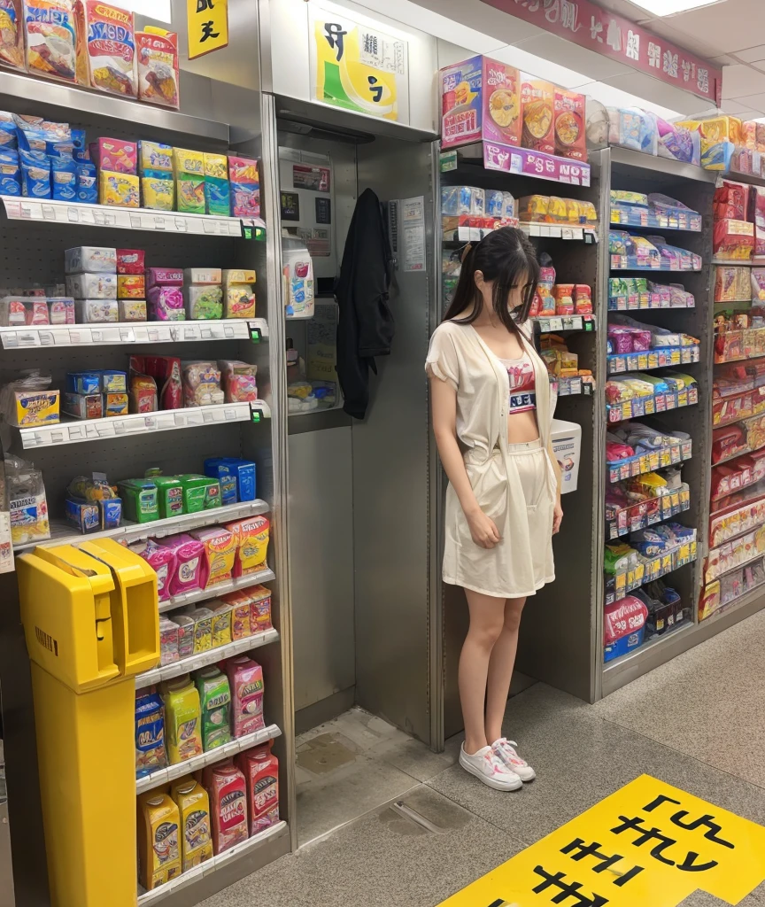 One Woman、seminude、Half-naked convenience store clerk、(masks:1.2)、(Convenience store uniform:1.3)、Striped pattern、NSFW、tits out、saggy tits、a beauty girl、a baby face、((a blond))、With bangs、Braids、meaty、gals、(((bottom less)))、lower body exposure、Pubic hair protrudes、(fleshy body)、Constriction、Nipple protrusion、Blonde Gal、Almost completely naked、bangss、Young Face、T back、Saggy breasts、Ultramammy、loli big boobs、Drunken face、(Red cheeks)、((Super big))、((Convenience store clerk))、s ass、hand job、Front shot、sideshot、Backshots、Bold poses、Swimsuit gal、Reveal madness、masterpiece、top-quality、ighly detailed、japanes、molesting、Underwear is striped、Micro shorts、bottom less、Cute idol face、Posing with movement、a blond、random、G-string、button、String pants、I-back、T-Front、highleg、 ((Inside the convenience store))、Convenience store uniform、Body Fit Pants、Transverse breasts、Lower breast、Almost completely naked