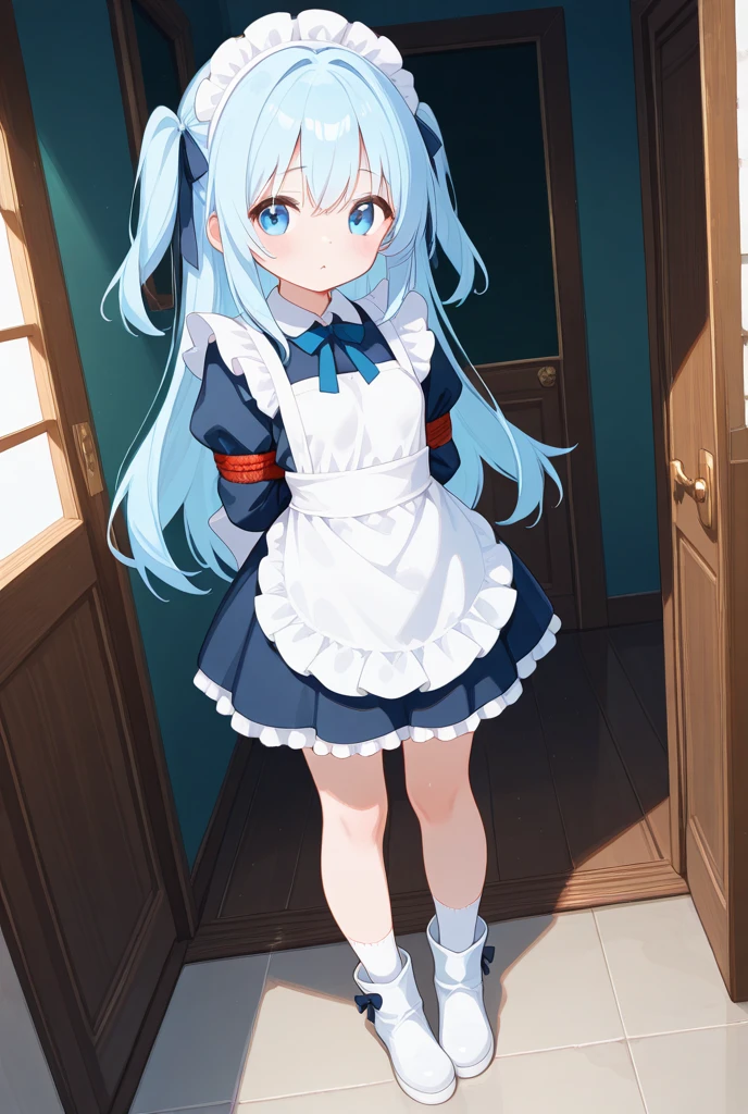 masterpiece, best quality,((loli)),((little girl)),(((kafuu chino))),blue eyes,((blush)), ((tears)), ((shy)),((gag)),((wedding_dress)),((frilled socks)), ((((mary janes)))),((((arms_behind_back)))),((bondage)),((shibari)),clothed_masturbation, rape, about_to_be_raped, pregnancy,