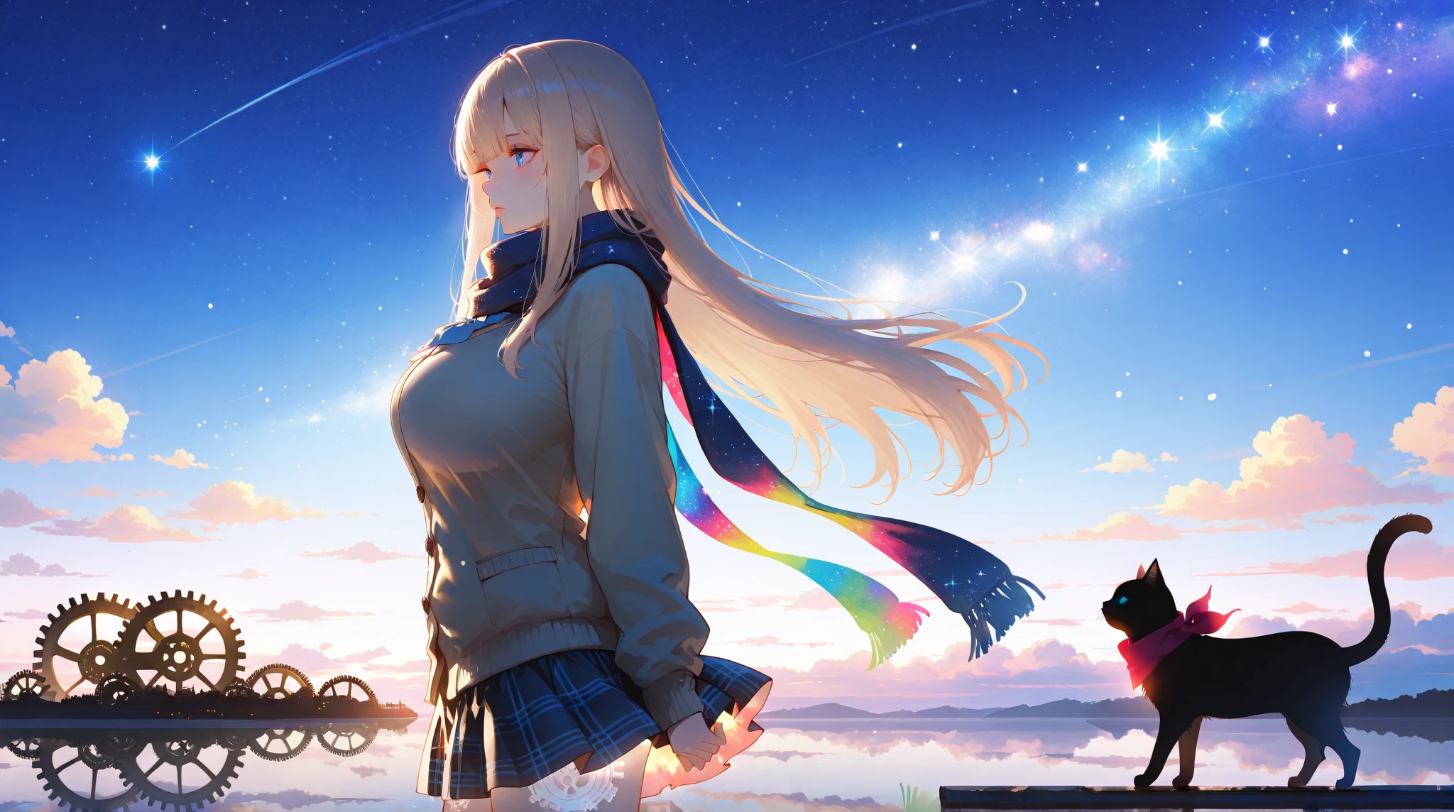 themoon，(((girl)))，Inside the clouds，((((Fly to the sea))))，The soul soars,Carrying a panda on his back