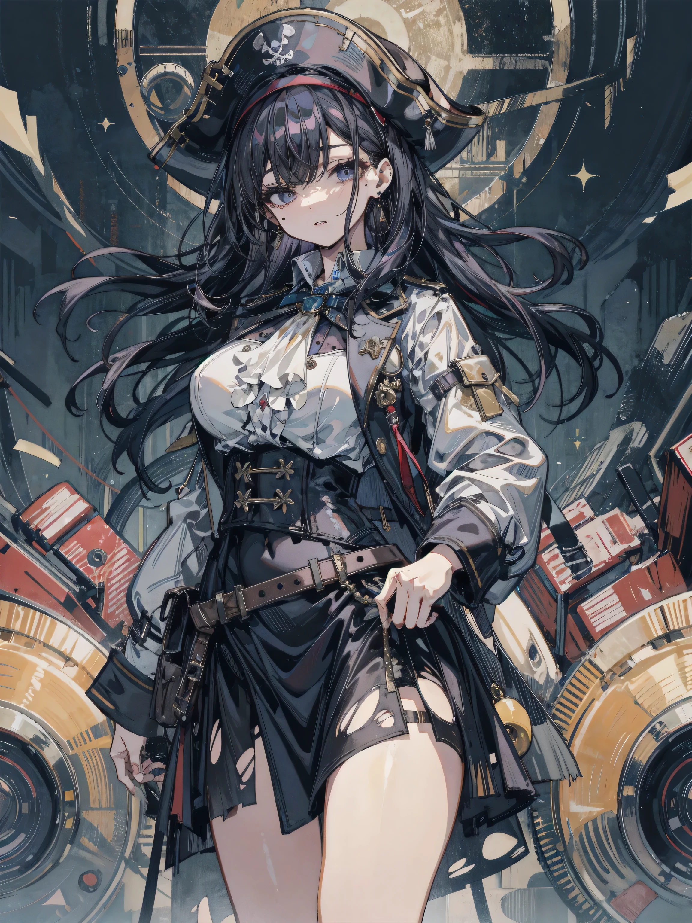 最high quality、best image quality、masterpiece、teenage girl((18-year-old、 By becoming、vest bust、medium bust,wide open breast tea、black eye, gray hAria、long hAria、thin,highest valley、Black Battlesuit、white arm parts、white leg parts、Holding a big sword、Glowing red wings,Aria、splatters、fighting pose)),high quality、beautiful art、background((outer space、battlefield、splattersing beams、military base))瓦礫がsplatters、Depth of written boundary、movie、visual art、perfect art、8K,genuine