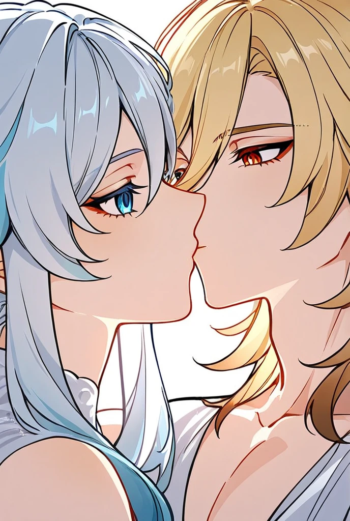 Two beautiful boys kissing