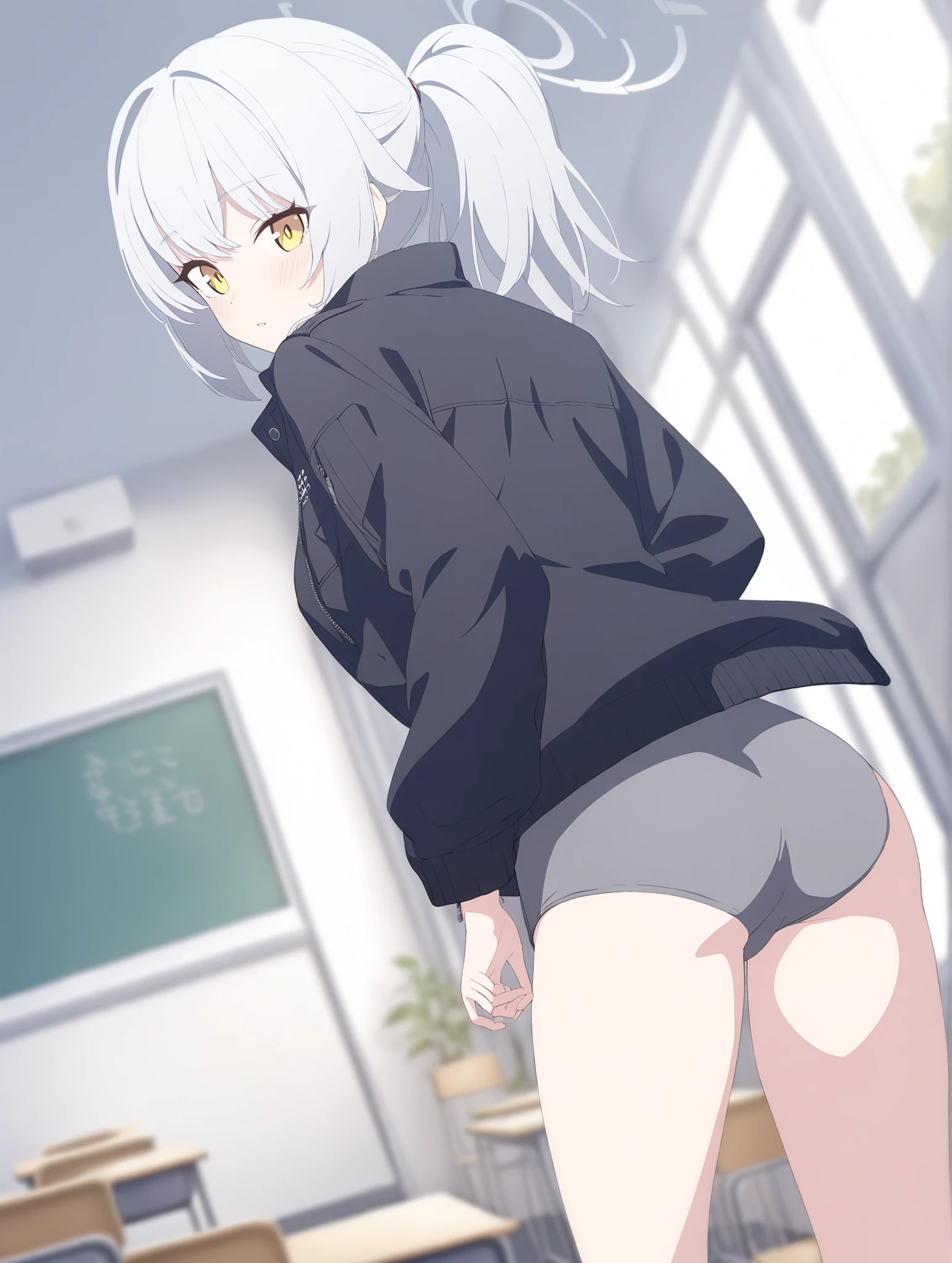 score_9, score_8_up, score_7_up, source_anime, best quality, masterpiece, official art, absurdres, highres, ultra-detailed,waifu2x, break,1girl, hare \(blue archive\),green eyes, white hair,ponytail,halo,hairclip,(white jacket:1.2),black hoodie,long sleeves,sweat,(wavy mouth:0.5), (yawn:0.3),saliva, blush, vaginal sex, clothed sex, intense sex, big penis, (stomach bulge:0.4),twitching penis, pussy, pussy juice, sexual climax, trembling, female orgasm, forced orgasm,intense orgasm, heavy breathing, motion blur, motion lines, cum, creampie, sound effects, spoken heart,indoors, break,dewy skin, perspiration on the skin,skin texture, fine lines, pores, natural imperfections,light reflections, glossy skin, shiny skin,break,(clear line illustration:1.2),very high resolution, very aesthetic, Best sexual lighting powered by famous artist, 8k,beauty illustration,photoshop_(medium),,(Detailed Lighting),uncensored,
