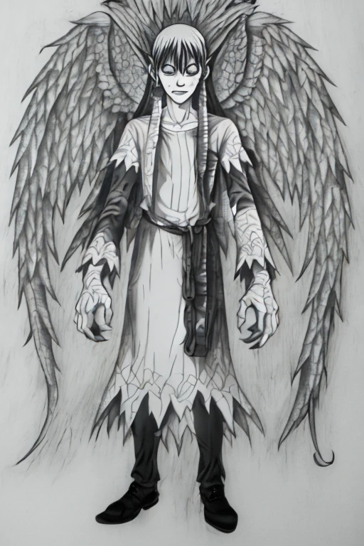 a drawing of a man with a large body and wings, as an ugly titan, human male demon, detailed full body concept, winged human, as a titan, muscled humanoid balrog demon, muscular werewolf, male aeromorph, complex fantasy character, full body concept, beastman concept, full body savage devilman, demon male, humanoid form