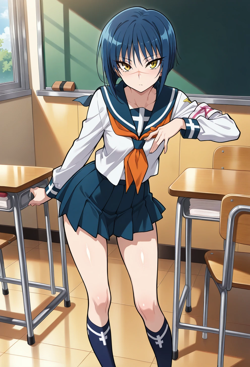 1girl,yoroizuka mizore,classroom,white lace panties ,kneeling,
rating: general,
masterpiece,best quality,