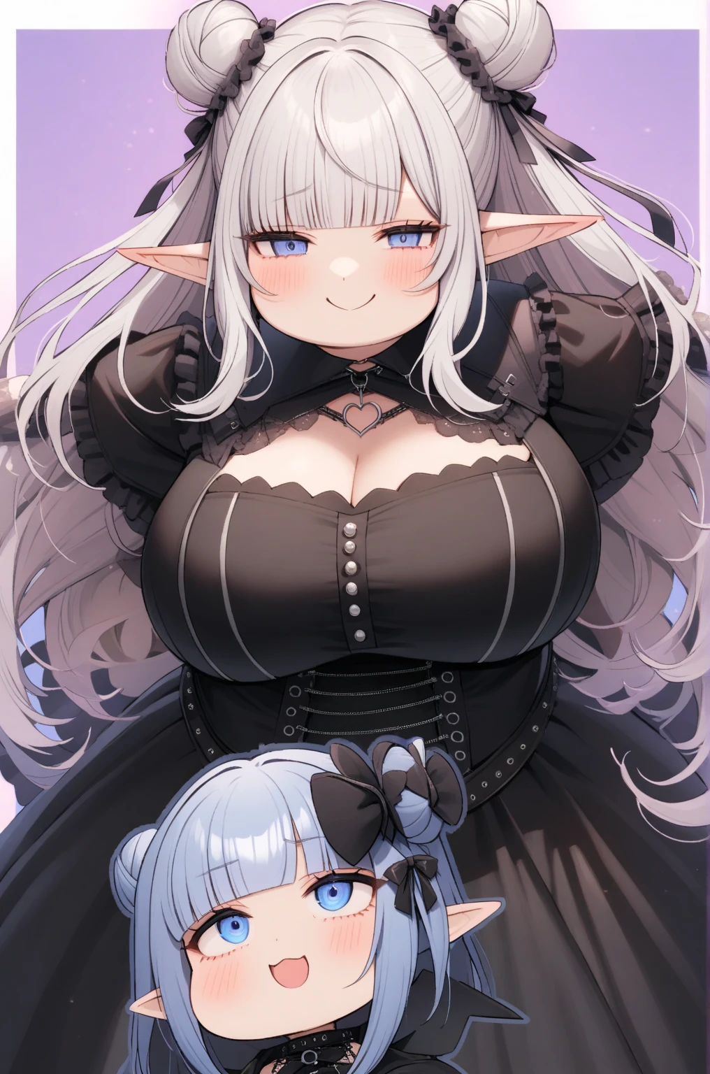 (a minigirl below the breasts of a giantess: 1.1), (height_difference:1.5), (size_difference:1.2), bedroom cabin, (cabin:1.1), (adventurer clothing: 1.3), she is looking down at her, she is looking down, a giantess looking down at a minigirl, a giantess with a minigirl below her breasts, she is looking down at her, (giantess:1.6), smug, :3, (1girl:1.2), solo, female focus, cleavage, shiny skin, a crowd of people on a table below the breasts of a giantess, a crowd of people on a platform in front of the breasts of a giantess, (multiple_girls:1.1), (rear end:1.2), (minigirl:1.7), (minigirl on a table: 1.1), sweaty, elfgirl